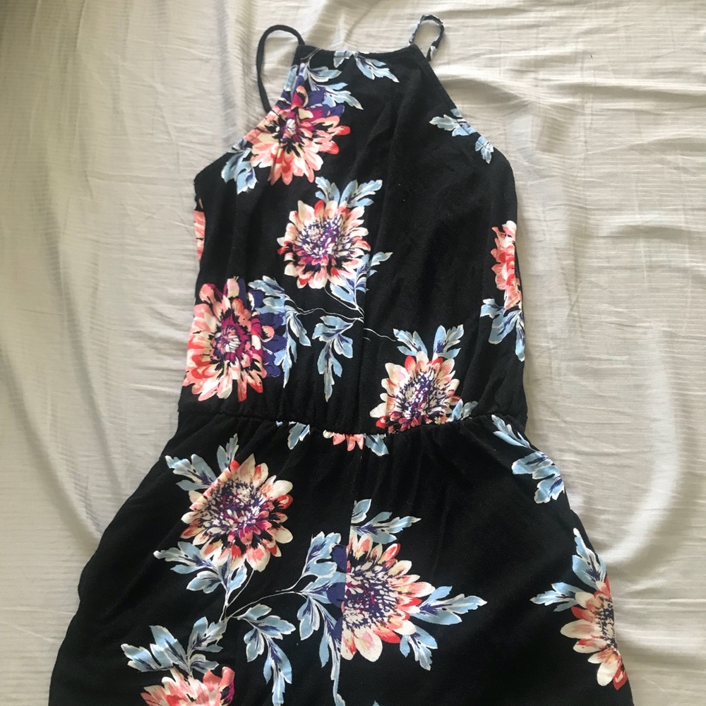 Black floral romper